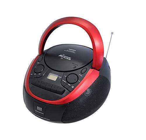 Axess Top-Loading Portable Boombox CD/MP3 USB-Charging MP3 Playback Am/FM Radio Cassette Player,