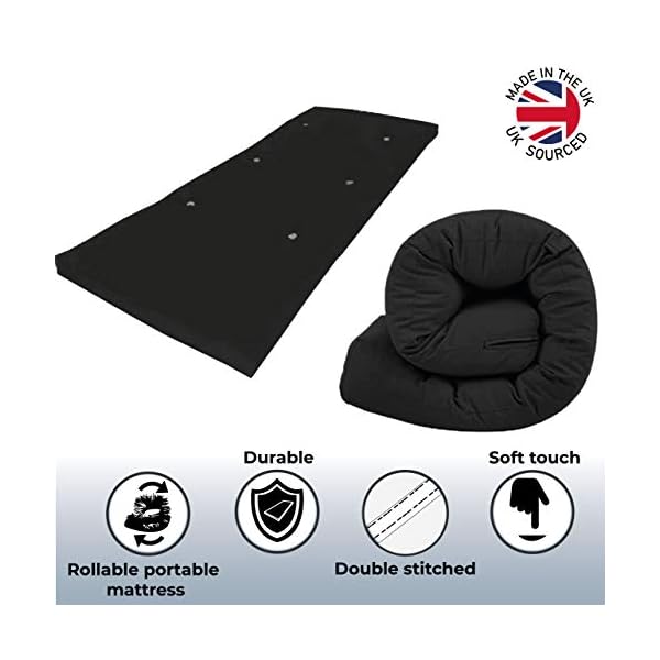 Matching Bedrooms Futon Foldable Mattress | Folding Guest Bed Sleepover Roll Out Pad | Soft Cotton | Non Slip Bottom | Hypoallergenic | Back and Neck Support - Image 4