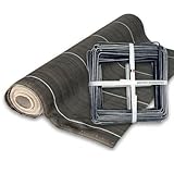 Pack Agrafes et Toile de paillage Grande Largeur 5,15m - Anti Mauvaises Herbes Longueur 10m - Lot Bache Marron 130 grammes par m2 - Geotextile - Large 5M ZENLYS