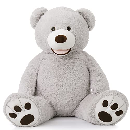 Image of MorisMos Smile Giant Teddy Bear, 51inch Large Stuffed Bears with Big Footprints, Big Stuffed Animals Cuddly Plush Gifts for Girlfriends, Boyfriend, Gray