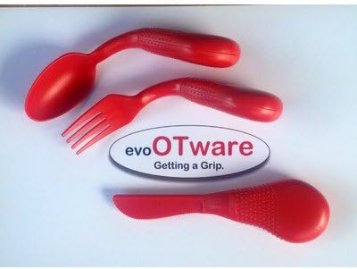 The Wright Stuff EVO OTWare Easy Grip Utensils set | Knife Fork Spoon | for arthritis, parkinsons, and grip dificiencies
