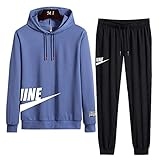 最安!wengon スポーツウェア 上下 セット 春 秋 冬 ジャージ パーカー パンツ メンズ トレーニング ゆったり 大きいサイズ ルーム ダンス ブルー L