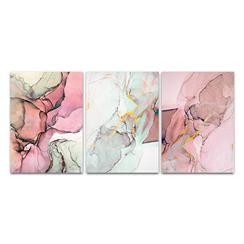 Photo murale encre rose nordique grand format pour décoration séjour moderne 3 pièces
