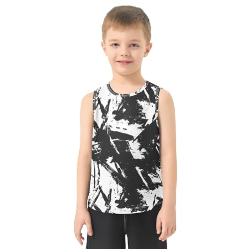 Boys Tank Top Shirts Black White Camouflage Sleeveless T-Shirts Crew Neck for Kids Clothing Children2