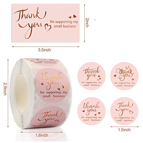 550 x Dankeskarten, 50 x Goldfolie, Dankeskarten für die Unterstützung meiner kleinen Visitenkarten, 500 Stück 3,8 cm Dankesaufkleber (550)