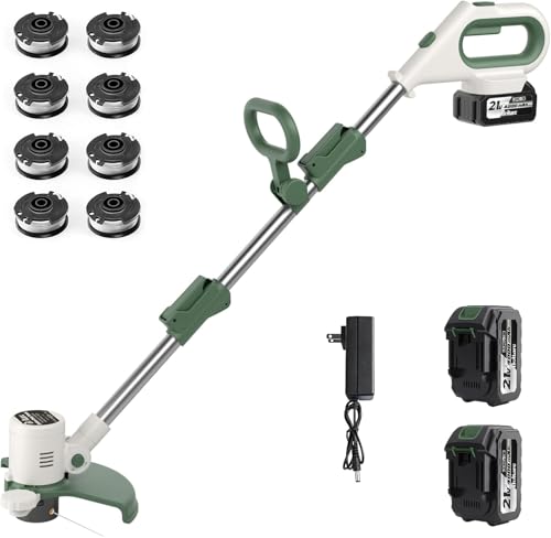 Image of 21V 3-in-1 Cordless Weed Wacker Eater-Weeding /Trimming /Lawn Mower, with 8 Replace Auto Line Feed, Electric Grass Trimmer for Garden, Lawn, 120 Mins of Non-Stop (2x4.0 mAh Battery Included)