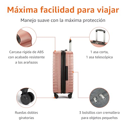 Miniatura 7 de Amazon Basics Maleta De Mano Para Cabina, Equipaje Expandible 55 Cm , Carcasa Abs Antiarayazos, 4 Ruedas Giratorias, Or Rosado