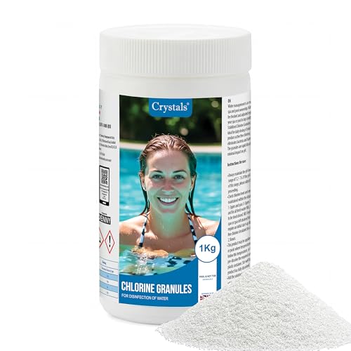 Image of Crystals 1kg Chlorine Granules for Pools, Hot Tubs & Spas β Rapid Dissolving Water Sanitiser, Fast Disinfecting & Cleaning Treatment for Clear Hygienic Swimming Pool and Spa Water