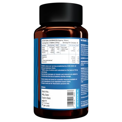 Image of hk vitals ZMA (60 Tablets) | Zinc + Magnesium Aspartate with Vitamin B6 | Muscle Function & Reduces Fatigue