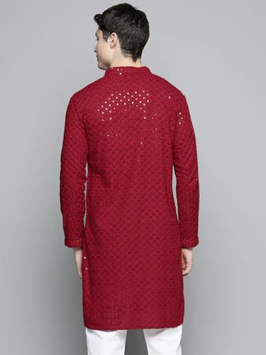 Image of Lucknow Chikan Men's White Pure Cotton Kurta Pajama Set, Full Booty