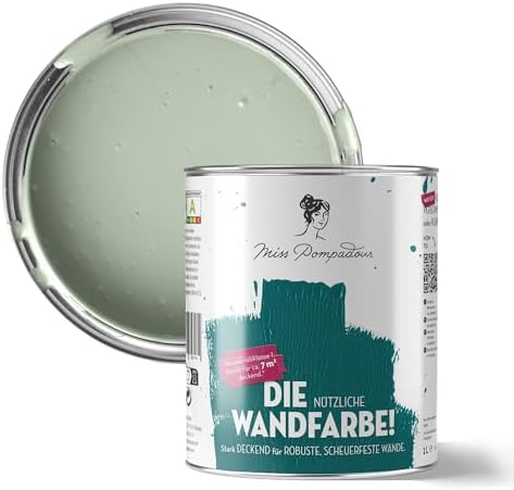 MissPompadour Washable Wall Paint Green with Sage 1L Matt