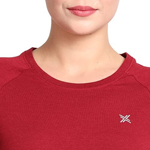 Image of Lavos Women's Regular Fit T-Shirt with Half Sleeve Round Neck, Bamboo & Cotton Gym, Yoga and Sports Wear for Women