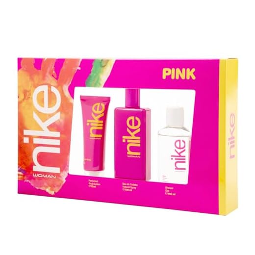 NIKE - Pink, Perfume 100 ml + Crema de Cuerpo 75 ml + Gel Baño 100 ml, Estuche Regalo de Mujer, Pack Nike Pink 3 Piezas, Femenino, Fresco, Seductor y Rebelde, Colonia Floral y de Larga Duración