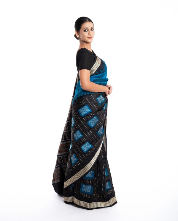 Image of Handmade Pure Bomkai Silk Saree Khandua Natural Silk Ikkat Saree For Women /Ethnic Wear /Traditional Handloom Saree With Regular Blouse (Deepanjali)