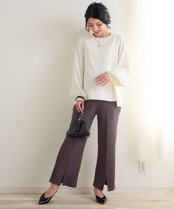 スウィートマミー] マタニティ パンツ センタースリット リブ ワイド  