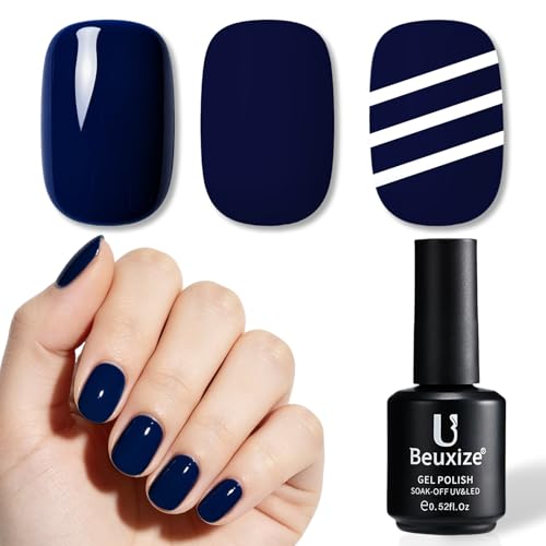 Beuxize Dark Blue Gel Polish UV 15ml Navy Blue Gel Nail Polish for Art Starter and Salon Manicure Diy at Home