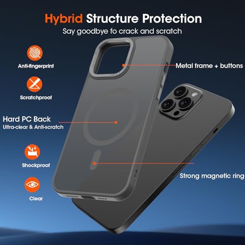 Coque iPhone 13 Pro MagSafe KPPIT antichoc givrée gris titane