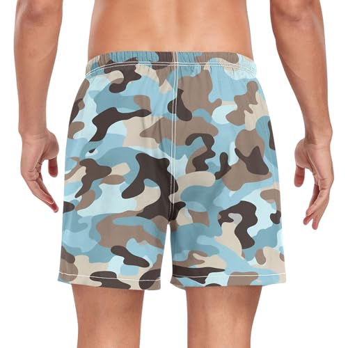 GuoChe Mens Beach Shorts Mens 2In1 Running Shorts with Phone Pocket Swimming Suit Quick Dry Elastic Camouflage Blue2