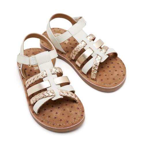 Sandales cuir tressé Poysippi : chaussures plates d'été en cuir pour femme