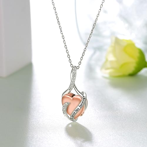 TYSO Heart Urn Necklace for Ashes 925 Sterling Silver Infinity Ashes Necklace Infinity Cremation Necklace Love You Forever Jewelry Keepsake Memorial Gift for Women Mom Grandma3