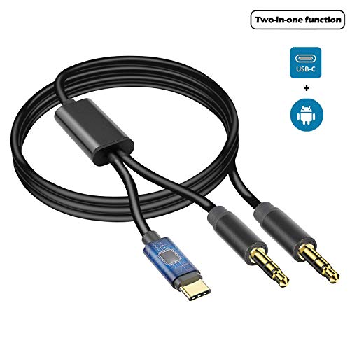 2 in 1 USB C to 3.5mm Aux Audio Cable, Twinkk USB Type