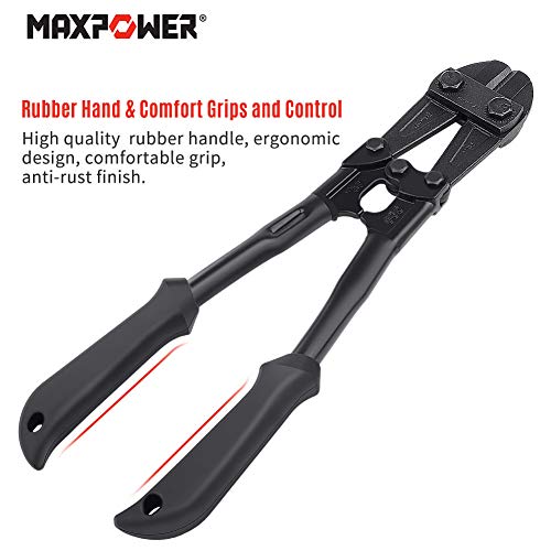 Maxpower 14-Inch Heavy Duty Bolt Cutter, Hardened Chrome Molybdenum Steel Blade, Ergonomic Rubber Handle #TOP2