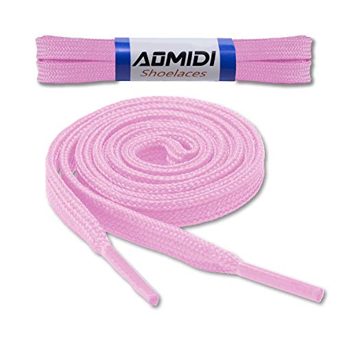 Flat Shoelaces Wide Shoes Lace (2 Pair) - Wide Shoelaces - Flat Shoe Laces for Sneakers and Shoes (54" inches (137 cm), Light Pink)