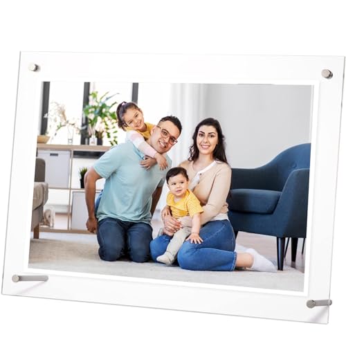 Xrten 1 PCS Cornice Portafoto in Acrilico,Formato A4,Doppio Pannello Trasparente,33.5x24.5cm,Elegante Cornice in Acrilico,Display Verticale o Orizzontale per Momenti Felici,Certificato,Opere d'Arte