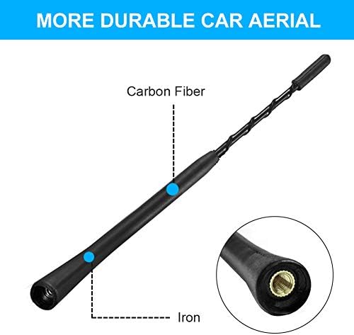 Car Aerial, 9 inch Universal Car Radio Antenna, Replacement Auto Radio Aerial Mast with 5mm 6mm Adapter, Excellent Reception Through FM/AM/DAB radio, Black