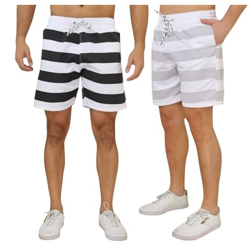 KIT 2 Shorts Tactel Bermuda Masculino Praia LISTRADO 1086 (BR, Alfa, GG, Regular, Regular, Sortido)