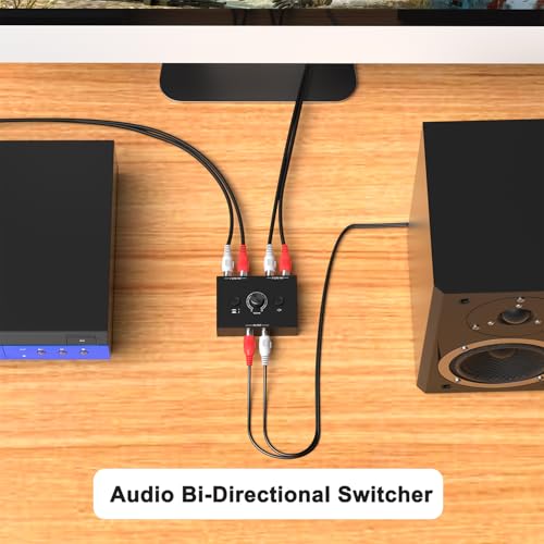 Image of 2-Way Audio Selector Audio Switcher, Speaker Switch Box, AB Switcher Selector, Bi-Directional (Right and Left Channel 1In-2Out /2In-1Out)