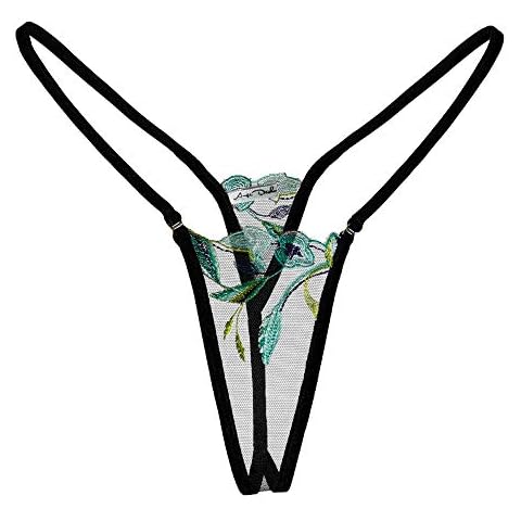 Sheer lingerie panties see through lingerie thong G string sexy erotic lingerie gift for her Ange dechu (MEDIUM, Black & Green) Cover