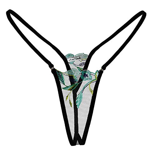 Sheer lingerie panties see through lingerie thong G string sexy erotic lingerie gift for her Ange dechu ((X LARGE, Black & Green)