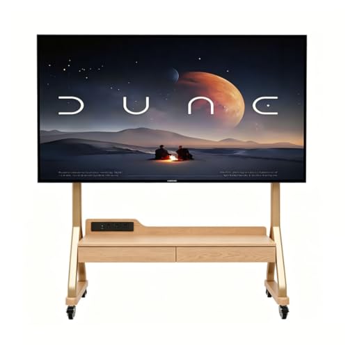 Image of AnywaysWood TV Cart Rolling TV Stand with Wheels for Most 40-75 inch TVs up to 300lbs Height Adjustable, Tilting, Tall Heavy Duty TV Stand with 2 Drawers Power Strip, for Living Room