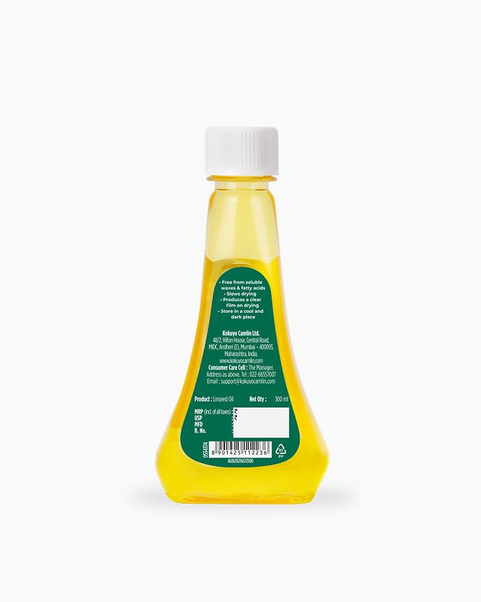 Image of Camel Purified Linseed Oil 300 ml | Painting Medium for Oil Colours | Improves Flow, Gloss & Drying Properties | Ideal for Artists & Oil Painting