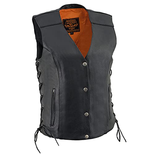 Image of Milwaukee Leather Women's Premium Classic Leather Motorcycle Rider Vest w /Adjustable Side Laces