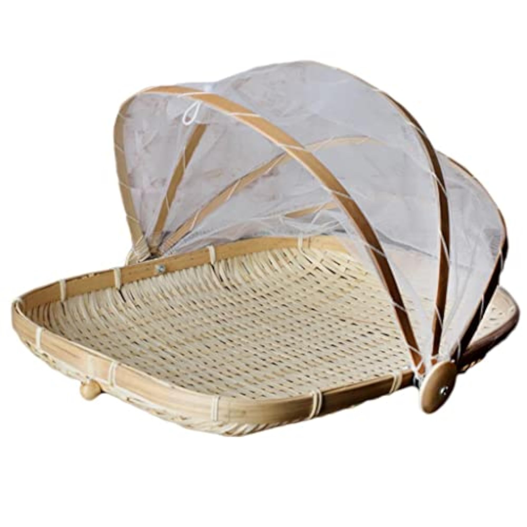 2pcs Bamboo Tent Basket for Outdoor Picnic