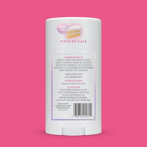 Image of Native Aluminum-Free Clean Deodorant with Natural Derived Ingredients, 72HR odor control | Deodorant for Women and Men | Baking Soda, Coconut Oil, Shea Butter | Piece of Cake Birthday