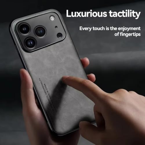 Étui de luxe iPhone 16 Plus antichoc cuir gris de protection - 6