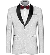 MAGE MALE Mens Floral Tuxedo Jacket Paisley Shawl Lapel One Button Blazer Jacket Dinner Party Pro...