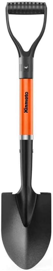 Kids Shovel for Digging, 28-Inch Small Round Point Shovel with Metal Blade and Fiberglass Handle, Mini D-Grip for Gardening, Planting, Beach, Camping & Snow, Orange