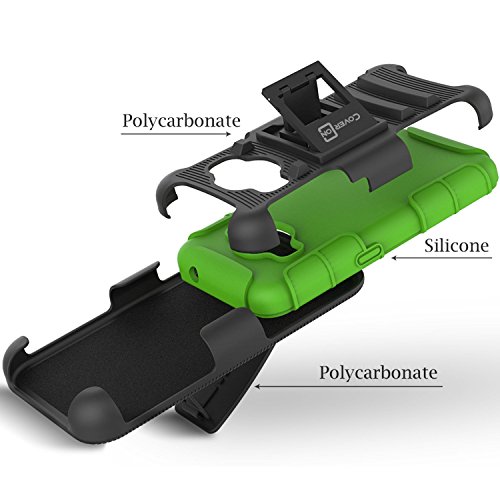 Coveron Galaxy Express 3 Holster Case, [Explorer Series] Holster Hybrid Belt Clip Hard Phone Cover For Samsung Galaxy Express 3 Holster Case - Green Neon #TOP3