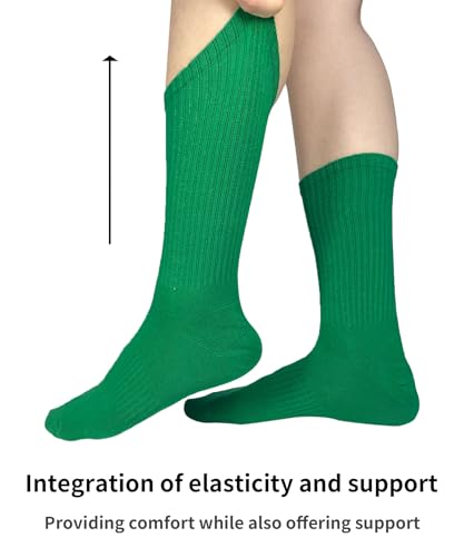Ribbed Knit Athletic Socks for Women Men Cotton Breathable Running Crew Sock Casual Comfort for Sports - Image 4