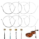 12 PCS Violin Strings Full Set, Universal Classic Steel Core Strings Carbon Steel Violin Replacement Plated Ball End Compatible with Plated Ball End Instruments 4/4 3/4 1/2 1/4 Violins
