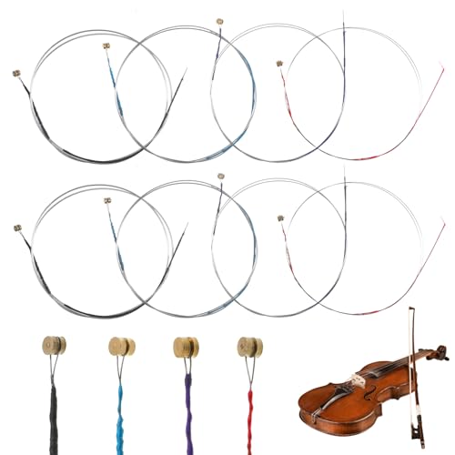 12 PCS Violin Strings Full Set, Universal Classic Steel Core Strings Carbon Steel Violin Replacement...