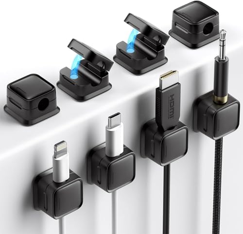 Kabel Organizer Clips Set - 10 Stuks Adhesive Cord Holder Voor Bureau, Nachtkastje En Thuis (Wit/Zwart)
