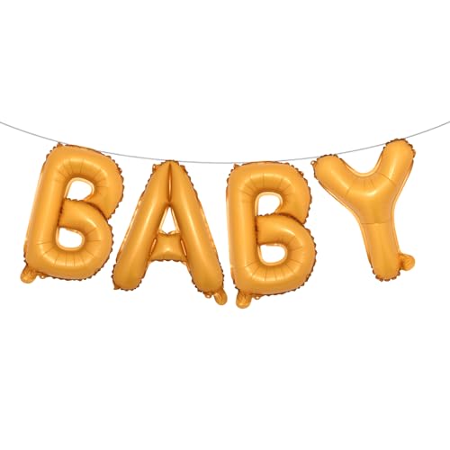 Image of 16 Inch Baby Letter Balloons Multicolor Foil Balloons BABY Balloons, 4 Pcs Foil Aluminum Balloon for kids Birthday, Baby Shower, Wedding, Gender Reveal Party Decorations (BABY Orange)