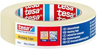 tesa 4323 Indoor Masking tape for painting and decorating - 3 Day residue free removal, 50 m x 25mm - 1 roll
