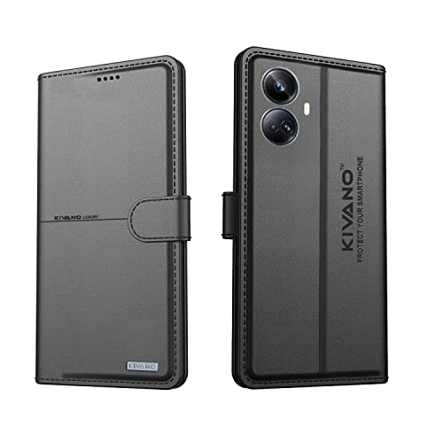 Image of KIVANO Realme 10 Pro Plus 5G Flip Cover | Leather Finish | Inside Pockets & Inbuilt Stand | Shockproof Wallet Style Magnetic Closure Back Cover Case