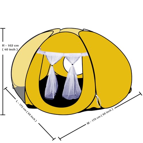 Image of SILVER SHINE Foldable Delightful Patterns Popup Kids Play Tent House for Multi Purpose|PlayTent House for up to 10 YearOld Kids Girls&Boys|Mosquito Net Design Tent for Kids